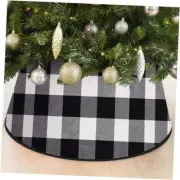 Plaid Christmas Tree Collar 28.8 In White and Black Tree 28.8In Black&white