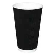 FIESTA(PACK OF 25) TAKEAWAY COFFEE CUPS RIPPLE WALL KRAFT BLACK 450ML X25 CM542