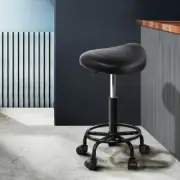 2 PCS PU Leather Saddle Salon Stool Adjustable Height Barber Swivel Chair Black