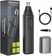Lemenggo Nose Hair Trimmer for Men–10000 RPM, Black, 360 Rotating Dual-Blade Waterproof Nose Clippers, No Pull, Precision Cutting for Ear and Eyebrows, USB Rechargeable Easy to Clean, Style-b