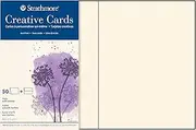 Strathmore Creative Cards, Ivory with Deckle Edge, 5x6.875 inches, 50 Pack, Envelopes Included - Blank Greeting Cards for Weddings, Events, Birthdays