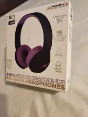 Altec Lansing 2-in-1 Active Noise Cancelling Kid-Safe Headphones Pink And Black