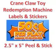 Crane Claw candy vending machine Labels Sticker Decal Price CARTOON