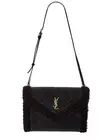 Saint Laurent Gaby Suede & Shearling Shoulder Bag Women's Black