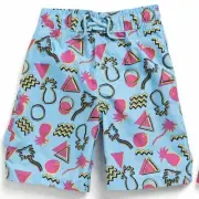Boys’ Beach Bros. $28 '80s Retro Pineapple Print Quick Dry Swim Shorts Size 4
