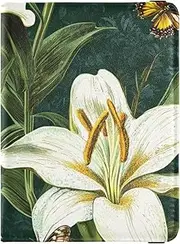 [Amooorous] Retro Lily Flower Green and White、 Leather decorative Passport and Vaccine Card Wallet Combo Vaccine Case Protector Cover Travel Passport Wallet With Vaccination Card Slot Ultra Slim, Retro Lily
