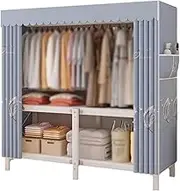Polyester Portable Closets with Curtain Foldable Portable Wardrobe with 1 Hanging Rod Quick and Easy to Assemble