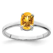 Sterling Silver Rhodium Citrine Ring