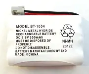 Uniden Bt1004 Uniden Bt-1004 Nickel Metal Hydride 3.6Vcd, 500Mah Replacement Bat
