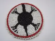 Beaded Turtle Rosette 3" Round Leather Sewing Regalia Crafting Native Design 7A