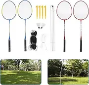 Staright Sports Badminton Set Badminton Rackets, Birdies, Net, Adjustable Polls Beach or Backyard Combo Set Games