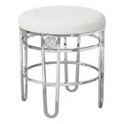 Hillsdale Dessa 18" Faux Leather & Metal Vanity Stool in White/Silver Chrome