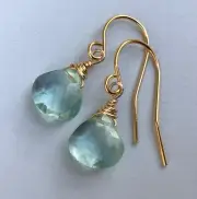 NEW SUNDANCE CHARM AQUAMARINE EARRINGS HANDCRAFTED GOLD PLATED ARTISAN HANDMADE