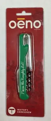 Oeno "I'm on the Naughty list!" Waiter Corkscrew Wine Bottle Opener Holidays NIP