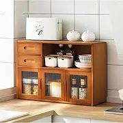 Kitchen Countertop Storage Cabinet with Multi layer Spice Rack and Dish