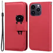 For iPhone 14 Pro Cell Phone Case PU Leather Shell with Cartoon Animal Pattern