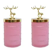 2x LVD Glass Reindeer Trinket Box Storage Home/Room Tabletop Decor 18cm Tango