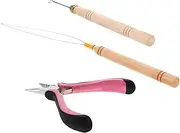 ARTSEWPLY 3pcs Hair Extension Tools Kit Durable Pliers Bead Roller Tool Crochet Needle for Easy Hair Extensions for Salon and Home Use Portable Versatile Accessories