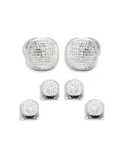Cufflinks Inc White Pave Crystal Stud & Cufflink Set