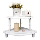 Wood Corner Counter Shelf,Rustic Pedestal Stand,White Sector Farmhouse Corner