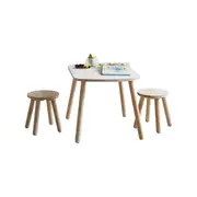 Natural Signature 2 Seater Raw Natural 3 Piece Smart Kids Table and Stool Set