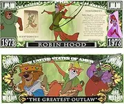 Robin Hood Fox Cartoon Animals Commemorative Novelty Million Bill with Semi Rigid Protector