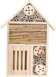 Wooden Insect House,Natural Candlenut Wood Hanging Insect Hotels Bug Room Shelter Nesting Box For Ladybugs, Bee, Butterfly, Beetle Outdoor Garden Decorative (3 Types)(1#)