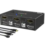 HDMI 4K@60Hz KVM 2 In 2 Out Dual Monitor Switcher Controls 2 Computer Devices