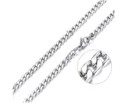 Mens Stainless Steel Silver Cuban Link Chain