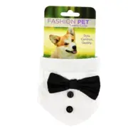 Tuxedo Black Bow Tie Collar For Dog Pet White bib for Weddings or any occasion