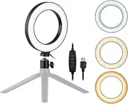 6 Inch Desktop Ring Light 3200K-5500K Dimmable Camera Light Lamp 3 Light Modes & 10 Level for YouTube Video Live Streaming Portrait Ing Makeup P Graphy
