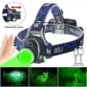 Hunting Green LED Light Headlamp 3 Modes Headlight Coyote Predator Torch Zoom