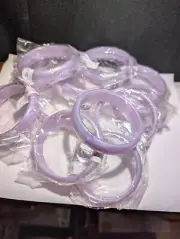 NOS VINTAGE LOT OF 10 LUCITE BANGLE BRACELETS LAVENDER MOONGLOW