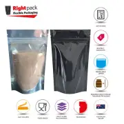 BLACK/CLEAR STAND UP POUCHES ZIP LOCK BAGS, MYLAR DOY ZIPPER BAG (100 QTY)