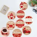8pcs/set Round Shape Cup Mat Love Pattern Drink Coaster Restaurant