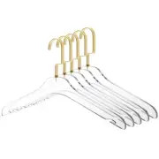 Clear Acrylic Clothing Hangers – Stylish Clothes Hanger with Matte Gold Hooks...