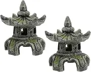 Generic 2pcs Aquarium Accessories Fish Tank Fish Tanks Aquarium Pagoda Hides Garden Pagoda Lantern Accessories Shrimp Decor Hideout Tropical Ornament Hideaways Shrimp Shelter Mini Resin