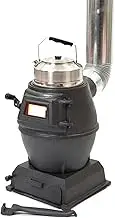 Pure Cast Iron Coal Fire, Wood Stove with 90 Degree Chimney Arch, Viewing Window, Multi-Purpose Camping Stove for Tent, Indoor, Villa, Shelter, Heating and Cooking