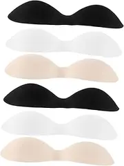 [Generic] 6 Pairs Shaped Massage Pads Removable Seamless Inserts for Sports Soft Polyester Chest Cushion for and Support