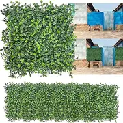 DOPGIB Artificial Grass Wall Backdrop,10"x 10"(16P) Boxwood Faux Green Wall Panels for Interior Wall, Greenery Wall,Garden and Indoor Outdoor Plant Wall Decor