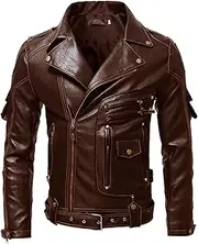 [Zylphorix] Timeless Brown Leather Jacket - Biker Inspired with Detailed Stitching & Practical Storage