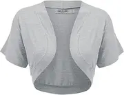 [Lock and Love] Women's Versatile Open Front Lightweight Short Sleeve Bolero Shrug, Wsk1785_heather_grey, Medium