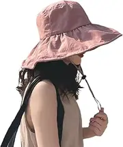 [AOOF] Women's UV Summer Black Rubber Sun hat Sunscreen hat Big Eaves Fisherman's hat Anti UV Sun hat M（56-58cm） Fulltopblackgelsunscreenhat-Pink