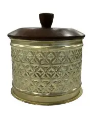 [Willow & Silk] Handmade Metal Trinket Box With Wooden Lid 14cm in Gold