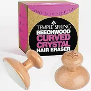 Temple Spring Curved Crystal Hair Eraser - Magic Crystal Hair Remover Stone for Legs, Back and Body - Exfoliating Painless Hair Removal for Silky Smooth Skin - Beechwood