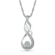 Natural Diamond Accent Cascading Twist Pendant in Sterling Silver