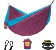 Double Wise Owl Outfitters Camping Portable Hammock Tree Straps Fuchsia Sky Blue