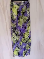 SUPRE MYSTIQUE/PURPLE/YELL PRINT WOMEN MAXI SKIRT SIZE XS (WAIST ABOUT 13.IN)