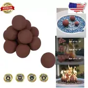 Premium Brick Red Ceramic Fire Balls - Modern Fire Pit Accessories, Set of 12
