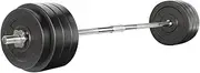 Everfit 78kg Barbell Set, Weight Plates Barbells Bar Strength Training Exercise Fitness Equipment for Home Gym, with Standard Ring Stable Stand 2 Spring Lock Black